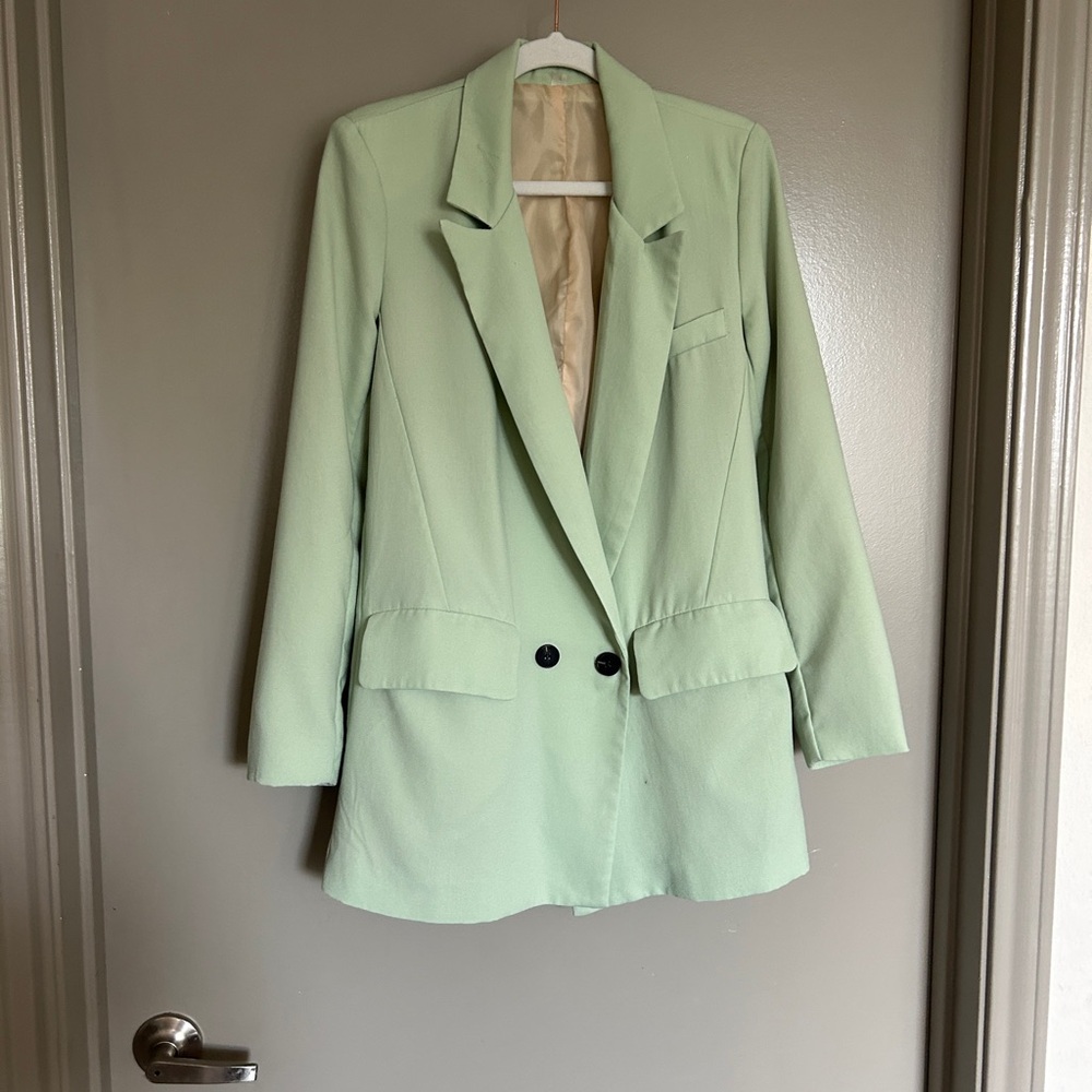 Light Green Double-Breasted Women's Blazer